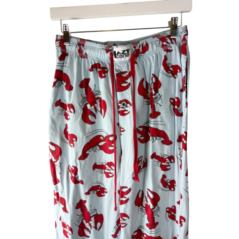 Lazy One Lobster Print Pajama Pants Blue Red Cotton Lounge Bottoms Womens Medium - Picture 2 of 5